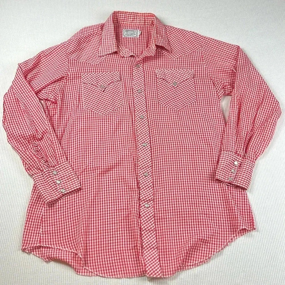 UbarC VTG California Ranchwear Pearl Snap Shirt Mens Size 17 34 Made in USA - Picture 1 of 12